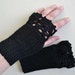 Black crochet gloves with lace trim F617