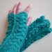 Turquoise green lace knitted gloves F629