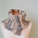 Knitted cowl creme beige asymmetrical striped pattern G642