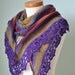 Knitted shawl with crochet lace trim E482