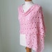 Pink lace crochet shawl stole cotton G755
