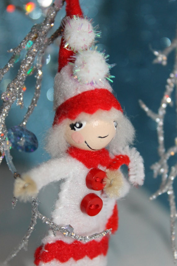 Items similar to Pattie - Mini Felt Christmas Elf - white blonde girl ...