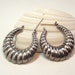Vintage Sterling Silver Ridged Hoop Earrings - Pierced