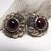 Vintage Sterling Silver Marcasite and Garnet Stud Earrings