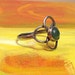 Vintage Boho Flower Ring - Sterling Silver and Jade - FREE Shipping - size 8