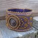 Purple Embroidered Cuff with Glass Button and Gold Beadwork
