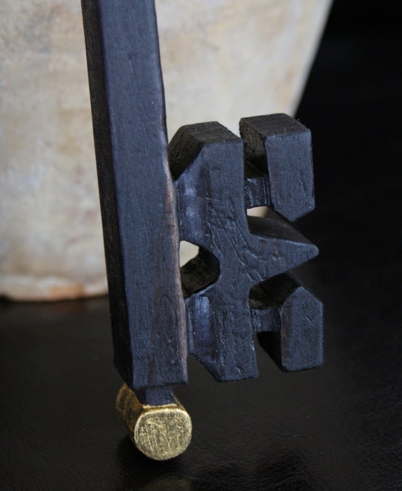 Antique Key Wood Skeleton Key Small