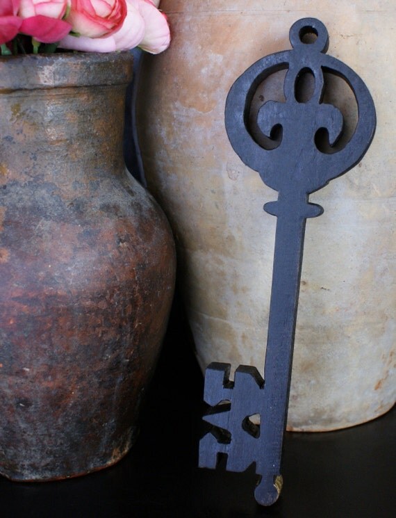 Antique Key Wood Skeleton Key Small