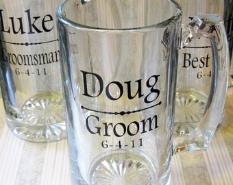 Groom Groomsmen Beer Stein Decals, Wedding Decals, Wedding Party Glass Decals, Glasses NOT included..