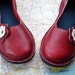 SALE... UK 7, Handmade leather shoes, D fitting, Berry red PETAL