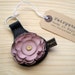 Handmade leather Key Fob, Key ring, Black, palest petal pink leather, RAGGLEBLOOM by Fairysteps