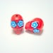 Red, White, and Blue Flower Eyes in Day of The Dead Sugar Skull Beads-12mm