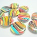 Top Drilled 20 mm Black and Bright Rainbow Stripes Polymer Clay Disk Beads
