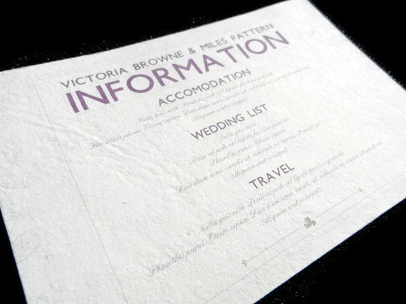 for paper make how to invitations wedding Invitations Sustainable Information for  20 Wedding  Card Inserts