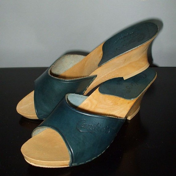 Vintage 70s Candie�s Navy Blue Shoes Mules El Greco Italy