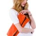 LAST ONE ready to ship Leather portfolio clutch Tangerine Orange