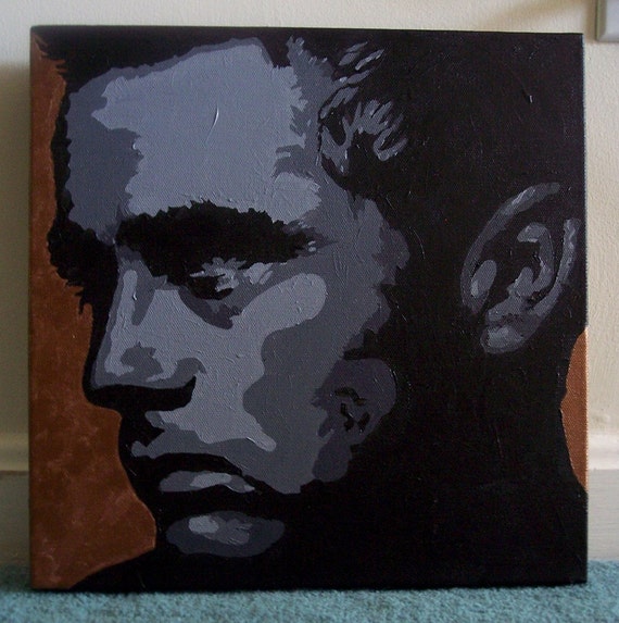 Items similar to The Ghost of Route 466 James Dean pop art portrait
