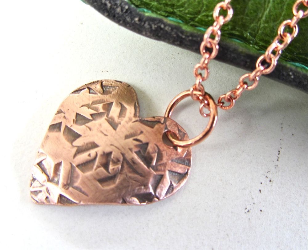 Valentine heart necklace hammered antiqued Ready to give as a