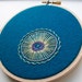 hand embroidered hoop art - freeform flower on repurposed pool table felt in 4 inch hoop by bo betsy - free shipping
