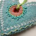 hand embroidered heart ornament - freeform stitches on thick wool felt by bo betsy - free shipping