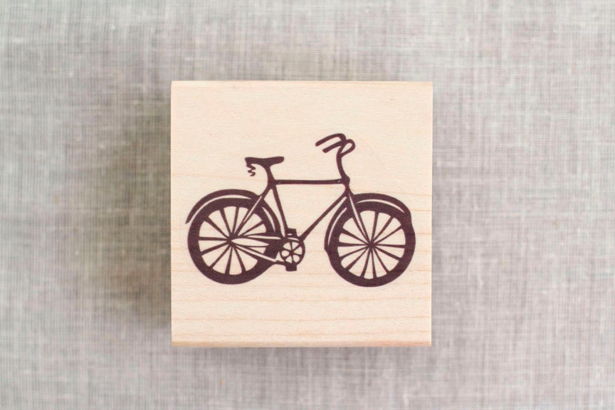 Bicycle Stamp Handcrafted and Wood Mounted Great for