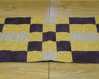 Yellow/Purple/Tan quilted table runner