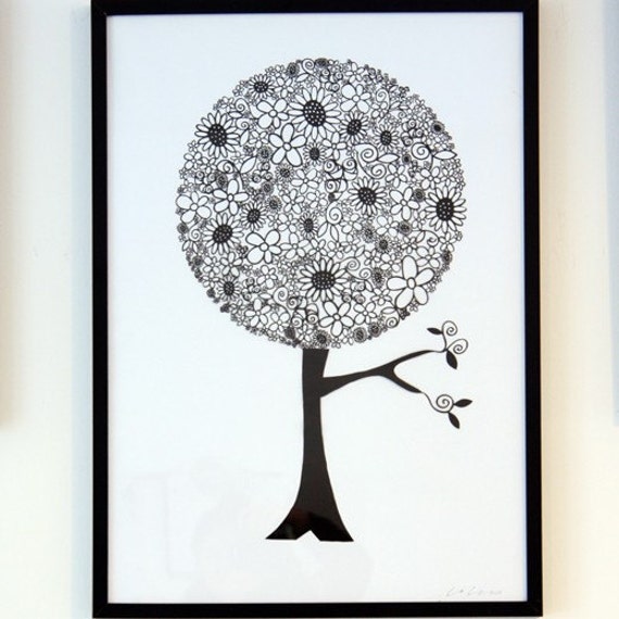 Die cutpapercutflower tree