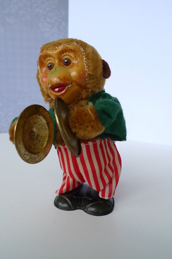 vintage windup cymbal playing monkey