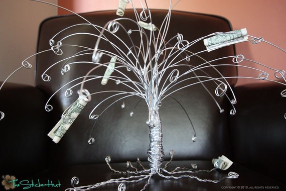 Wire Money Jewelry Tree Sculpture Graduation Wedding Baby