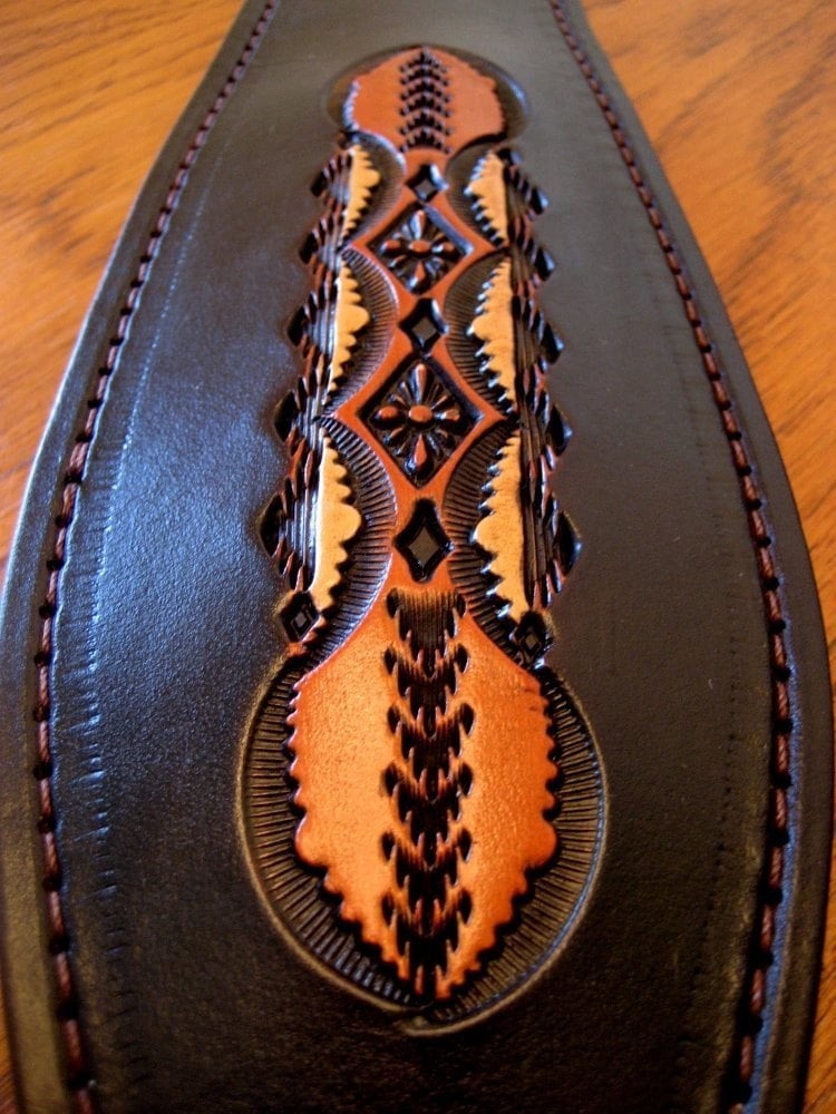 Leather Rifle Sling Hand Tooled Daybreak Pattern