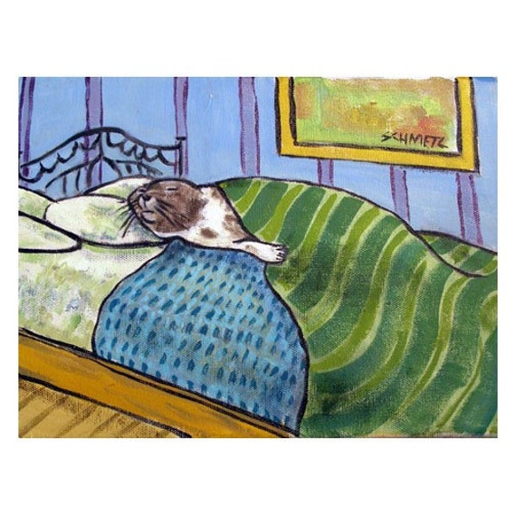 Harp Seal Sleeping in Bed Art Print by SCHMETZPETZ on Etsy
