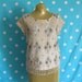 SALE 50s Silver Cream Sequin Sweater Top with Beaded Fringed Hem Size M to L