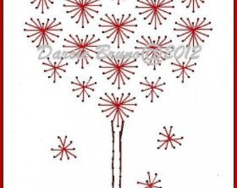 Valentine Heart Love Tree Embroidery Pattern for Greeting Cards