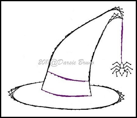 Halloween Witch Hat Embroidery Pattern for Greeting Cards