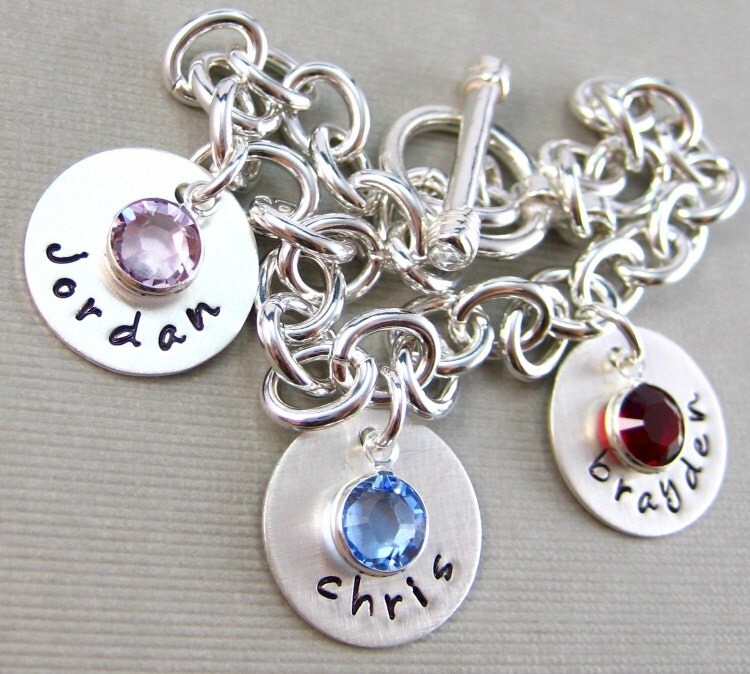 Personalized BRACELET Hand stamped name charms by jcjewelrydesign