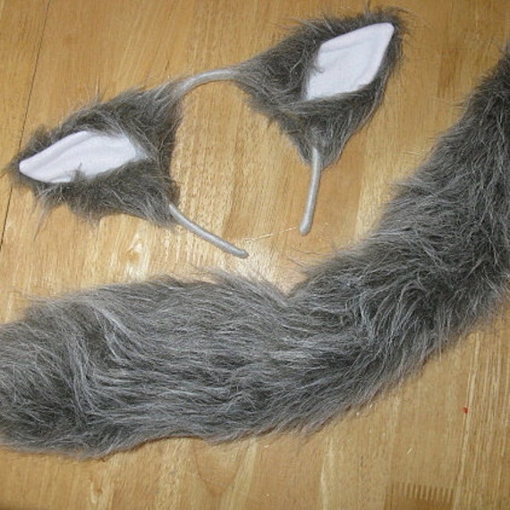 Grey Wolf Halloween Costume Wolf Ears and Wolf Tail Instock