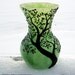 Grass Green Recycled Glass Art Vase with Robin in Apple Tree