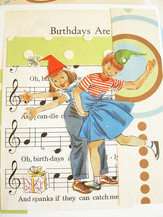 Upcyled Birthday Spank Card retro