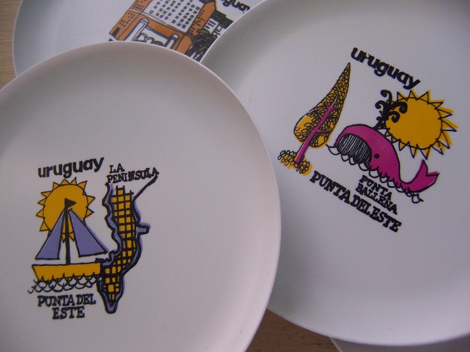 five uruguay souvenir plastic coasters