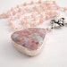 Pink Opal Rosary Necklace With Rhodonite Pendant - Sterling Silver - Soft Pink - Gray - Black