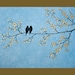 36" Original Modern Heavy Texture Palette Knife Painting Landscape Tree Branches Flower Wall Decor "Love Birds and Spring Blossom"