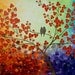 Original Modern Abstract Heavy Texture Palette Knife Impasto Painting Tree Branches Birds Landscape Wall Decor "Over the Rainbow"