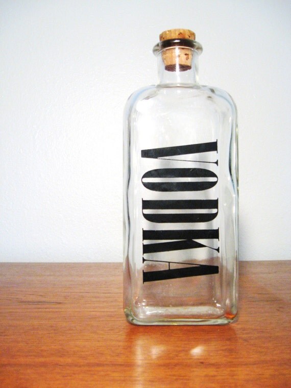 60s Vintage VODKA Liquor Bottle Decanter by fabulousmess on Etsy