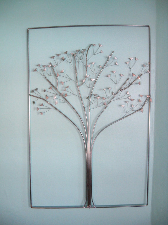 60s MID CENTURY Modern Silver TREE Wall ART by fabulousmess