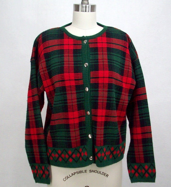 Vintage Plaid Sweater Christmas Button Down by SuzisCornerBoutique
