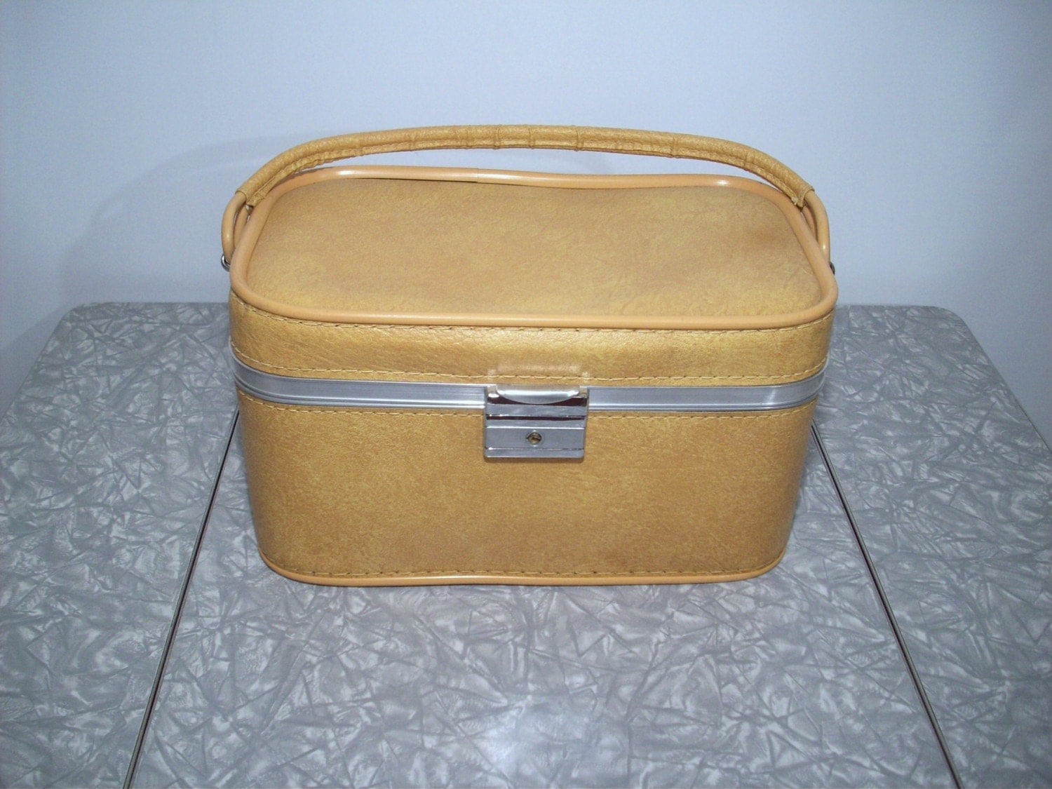 Vintage Train Case Luggage Mustard Yellow