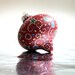 Red hand painted hollow glass ornamnet candy cane bauble