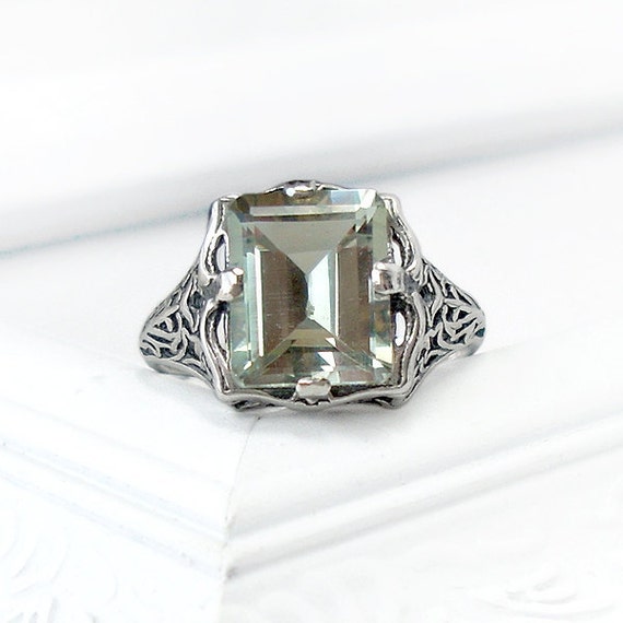 Amethyst Ring: Antique Green Amethyst Ring