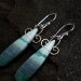 Green Jasper Earrings: Sterling Silver and Wave Jasper - wire work, arabesque, mehendi, ocean jasper, gray, swirl, drop, dangle
