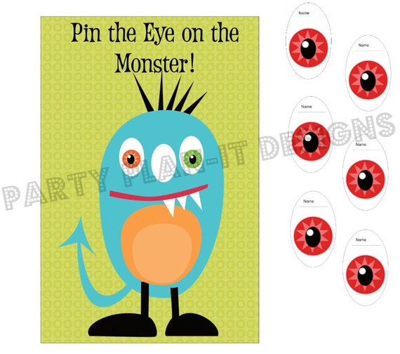 Items similar to LARGE Monster Party Pin the Eye on the Monster Game on ...